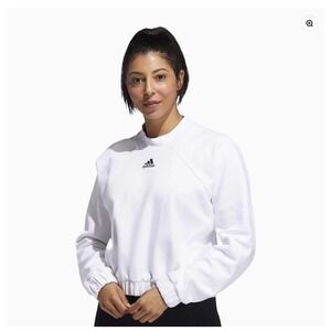 Adidas Women's Cropped Pullover Sweatshirt White XL Logo Athleisure Minimalist